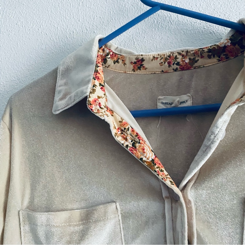 Thread & Supply Velvet Cream Floral Button Down Shirt - Picture 5 of 10